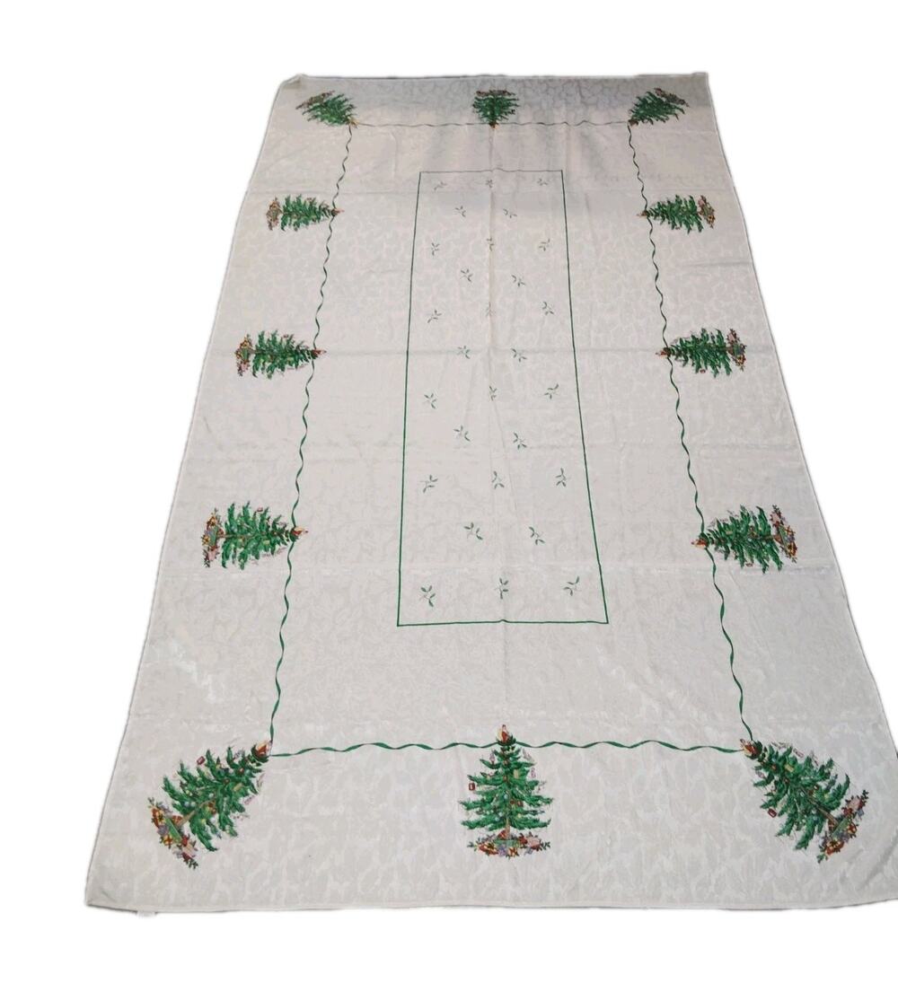 Spode X Large Christmas Tablecloth Border Print Tree Traditional 102x53